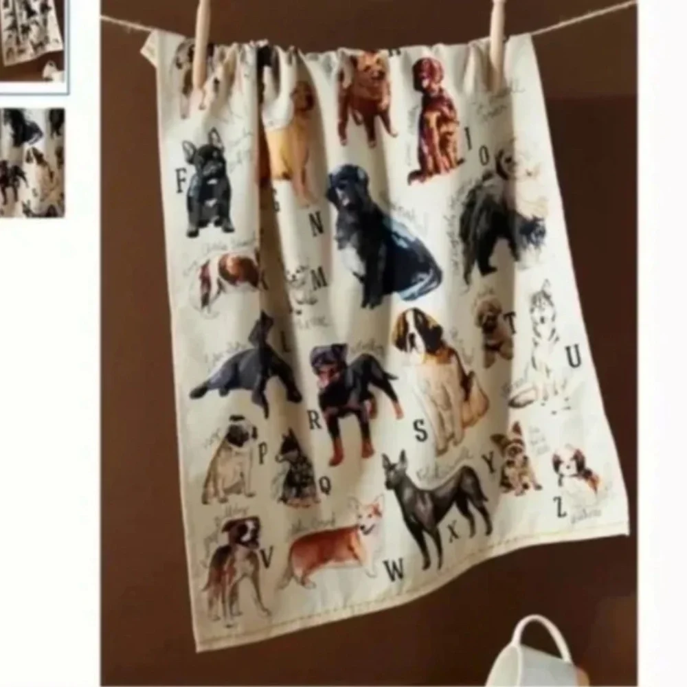 Dog Breed A-Z Puppy Farm Hipster Hippie Art Deco Farm Peasant Chic Dish Towel